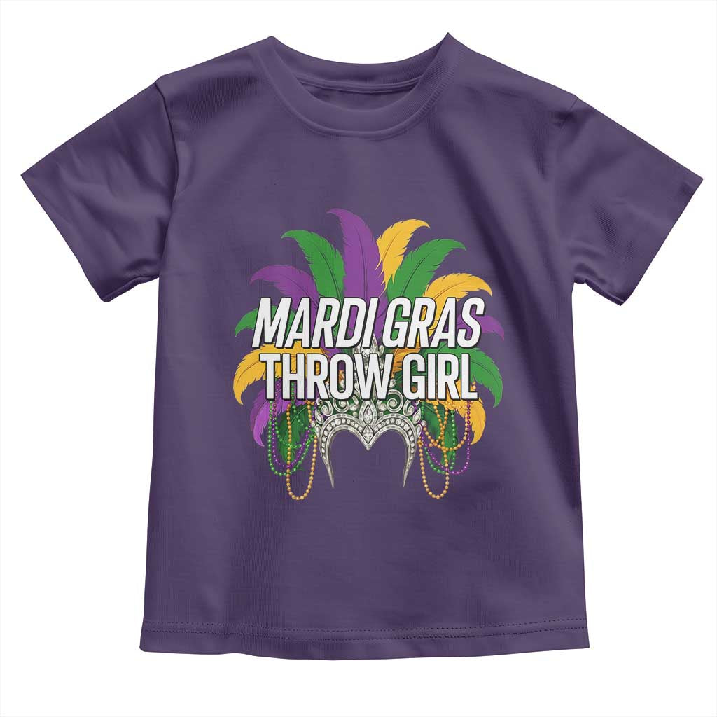 Mardi Gras Throw Girl Toddler T Shirt Funny New Orleans Carnival Headdress Beads