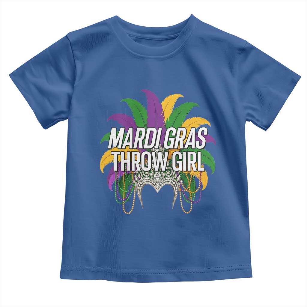 Mardi Gras Throw Girl Toddler T Shirt Funny New Orleans Carnival Headdress Beads