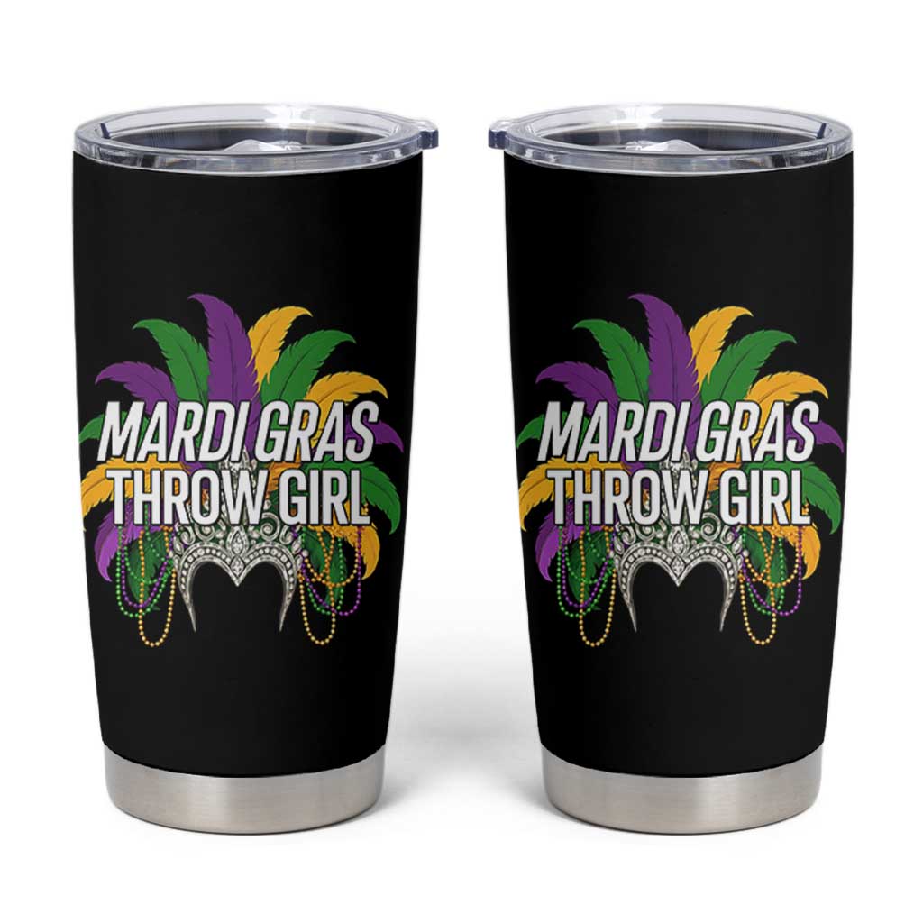 Mardi Gras Throw Girl Tumbler Cup Funny New Orleans Carnival Headdress Beads