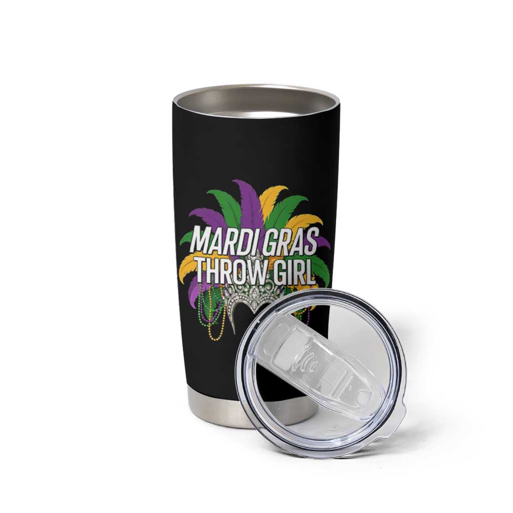 Mardi Gras Throw Girl Tumbler Cup Funny New Orleans Carnival Headdress Beads