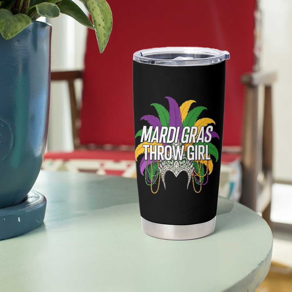 Mardi Gras Throw Girl Tumbler Cup Funny New Orleans Carnival Headdress Beads