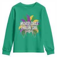 Mardi Gras Throw Girl Youth Sweatshirt Funny New Orleans Carnival Headdress Beads