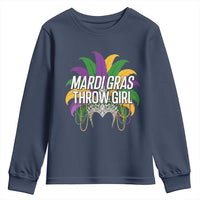 Mardi Gras Throw Girl Youth Sweatshirt Funny New Orleans Carnival Headdress Beads