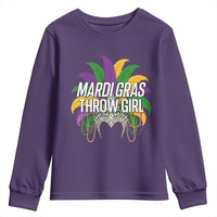 Mardi Gras Throw Girl Youth Sweatshirt Funny New Orleans Carnival Headdress Beads