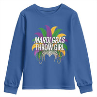 Mardi Gras Throw Girl Youth Sweatshirt Funny New Orleans Carnival Headdress Beads