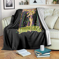 Funny Mardi Gras Throw Girl Throw Blanket New Orleans Carnival Beads