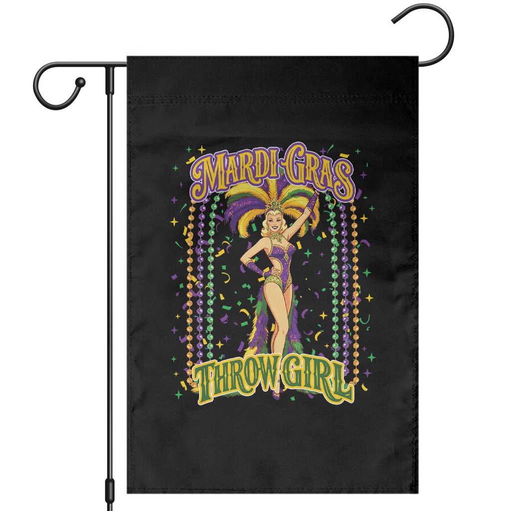 Funny Mardi Gras Throw Girl Garden Flag New Orleans Carnival Beads