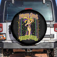 Funny Mardi Gras Throw Girl Spare Tire Cover New Orleans Carnival Beads