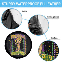 Funny Mardi Gras Throw Girl Spare Tire Cover New Orleans Carnival Beads