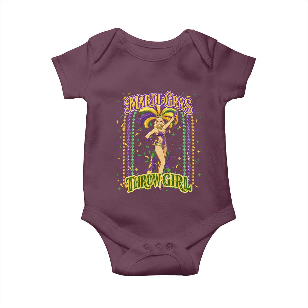 Funny Mardi Gras Throw Girl Baby Onesie New Orleans Carnival Beads