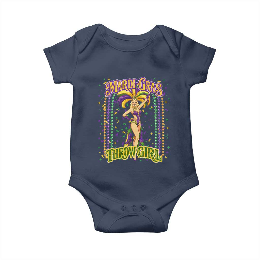 Funny Mardi Gras Throw Girl Baby Onesie New Orleans Carnival Beads