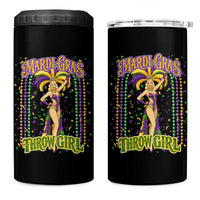 Funny Mardi Gras Throw Girl 4 in 1 Can Cooler Tumbler New Orleans Carnival Beads