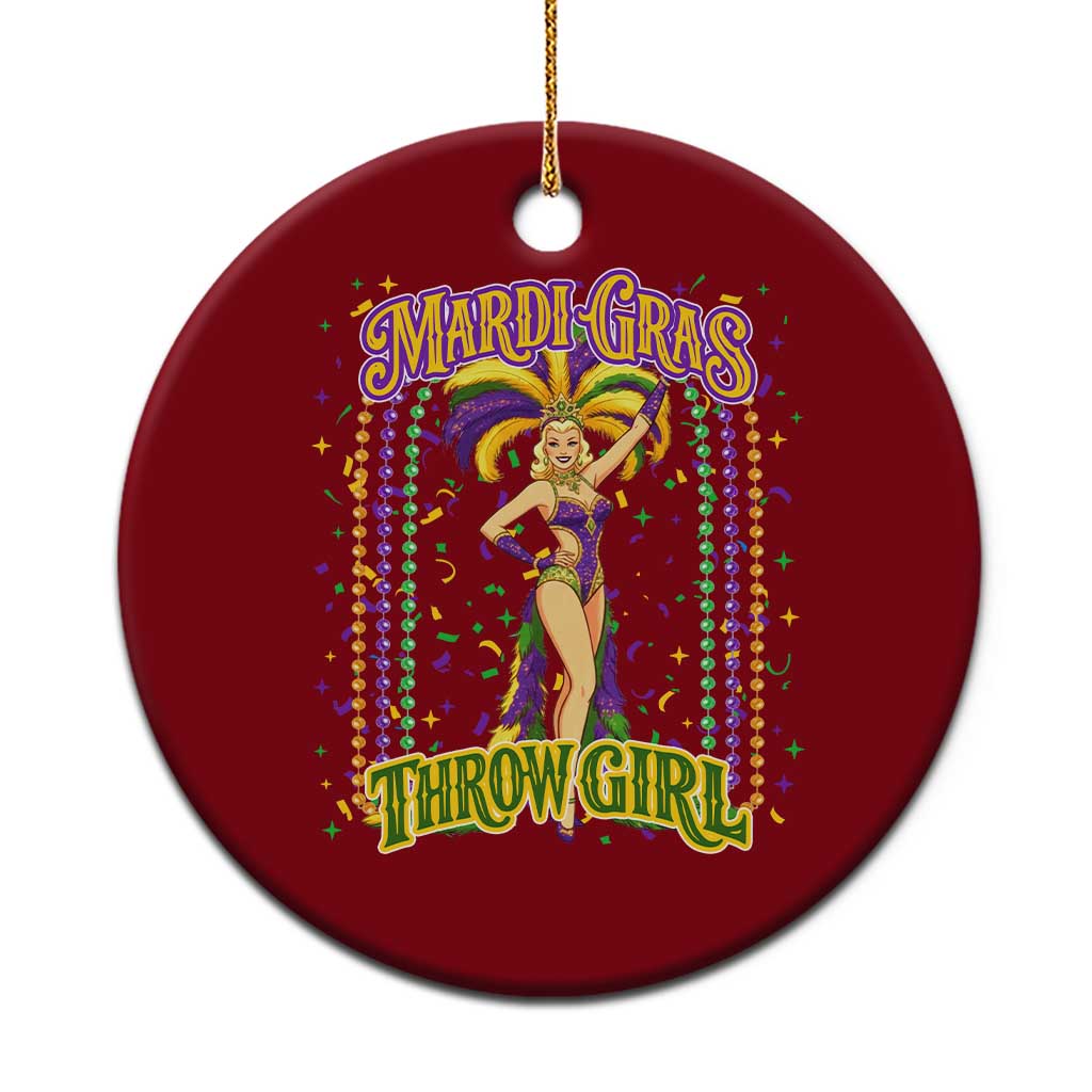 Funny Mardi Gras Throw Girl Ceramic Ornament New Orleans Carnival Beads
