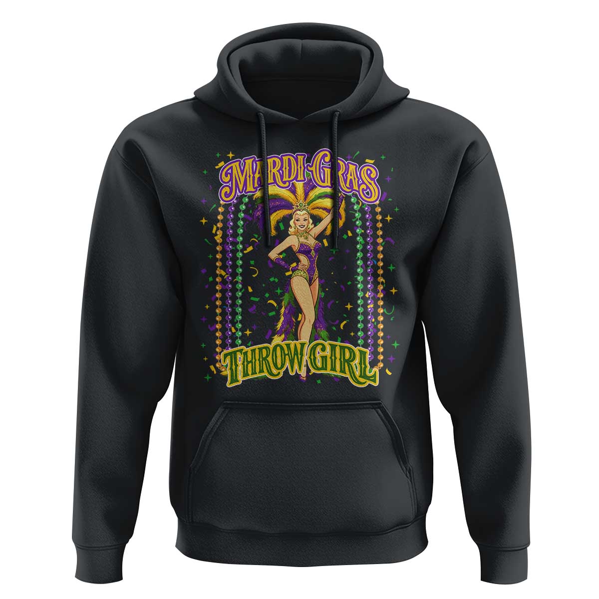 Funny Mardi Gras Throw Girl Hoodie New Orleans Carnival Beads
