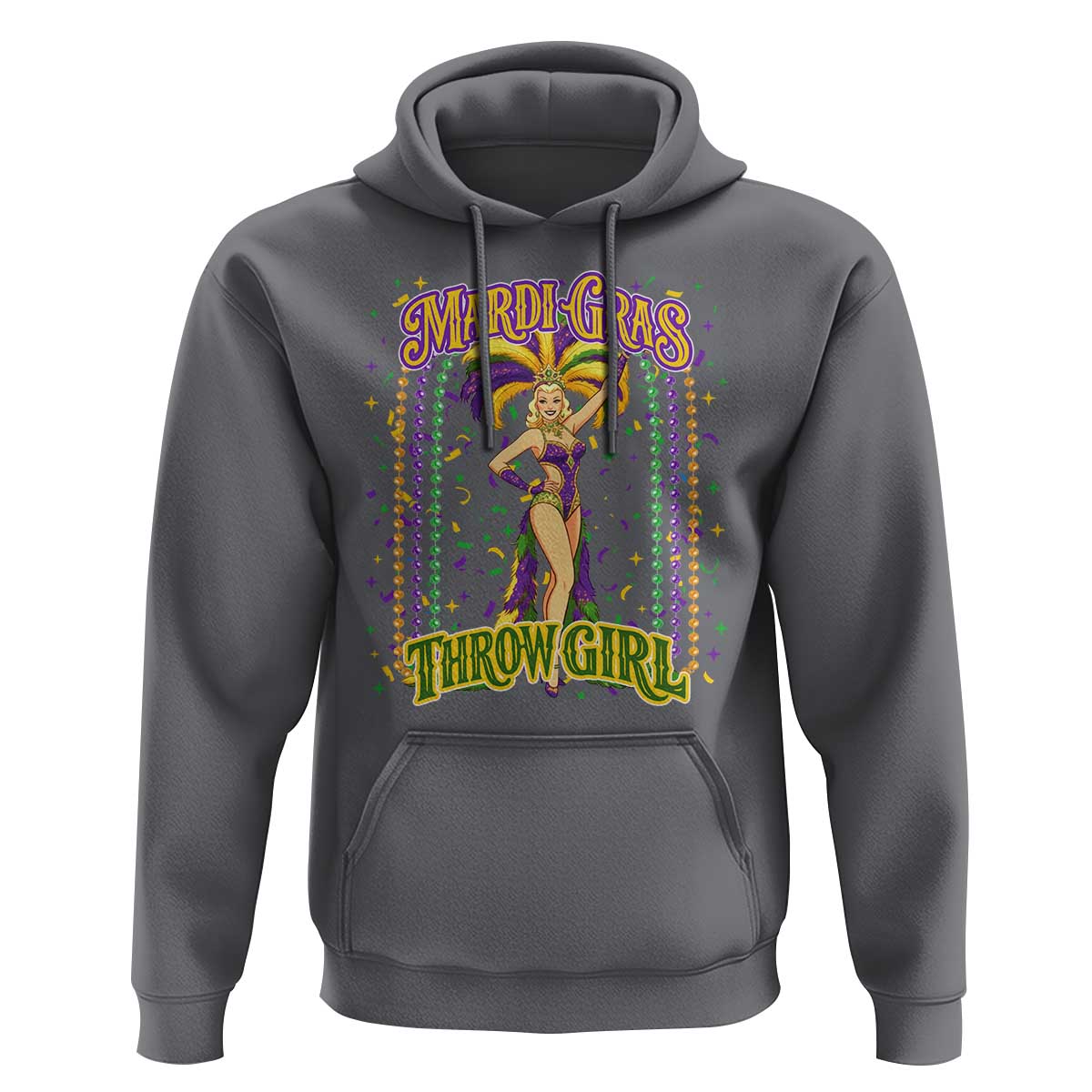 Funny Mardi Gras Throw Girl Hoodie New Orleans Carnival Beads