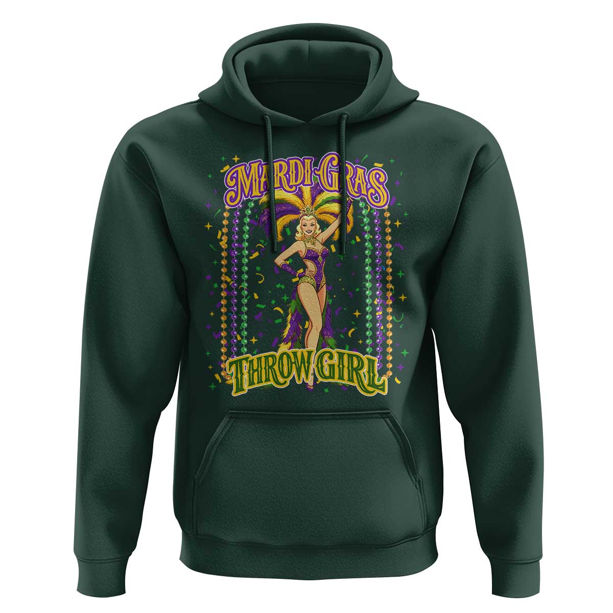 Funny Mardi Gras Throw Girl Hoodie New Orleans Carnival Beads