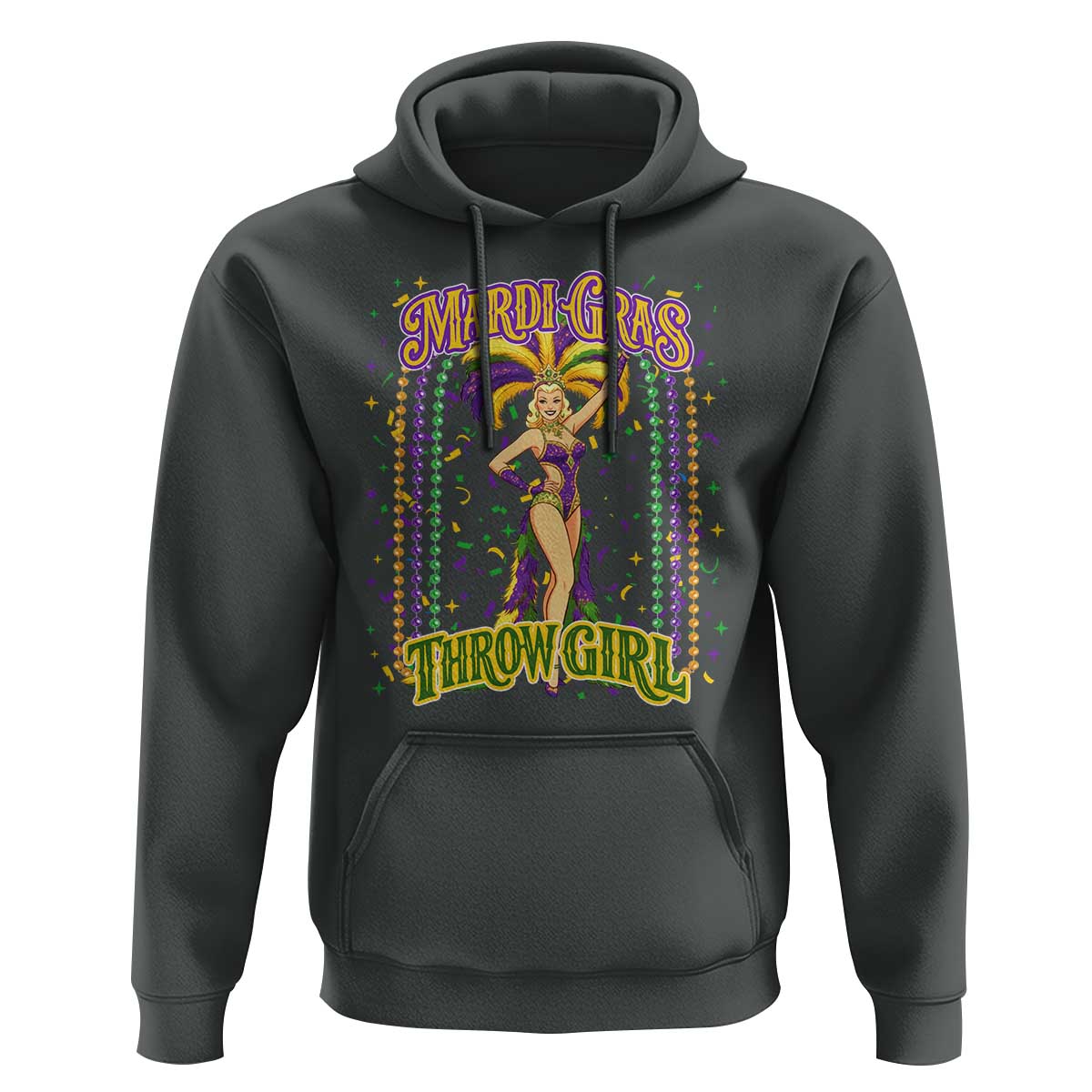 Funny Mardi Gras Throw Girl Hoodie New Orleans Carnival Beads