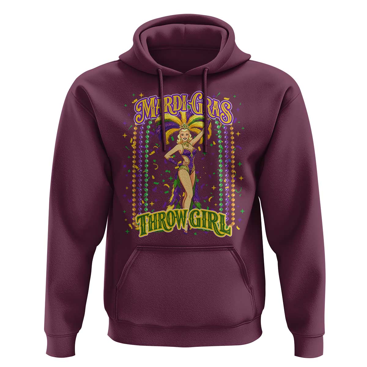 Funny Mardi Gras Throw Girl Hoodie New Orleans Carnival Beads