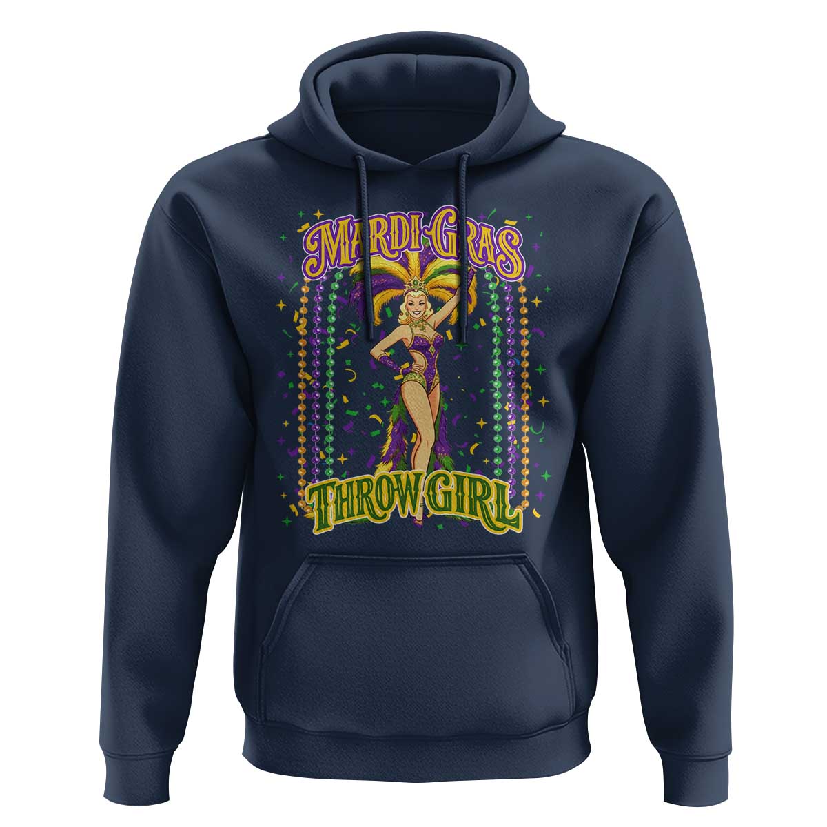 Funny Mardi Gras Throw Girl Hoodie New Orleans Carnival Beads