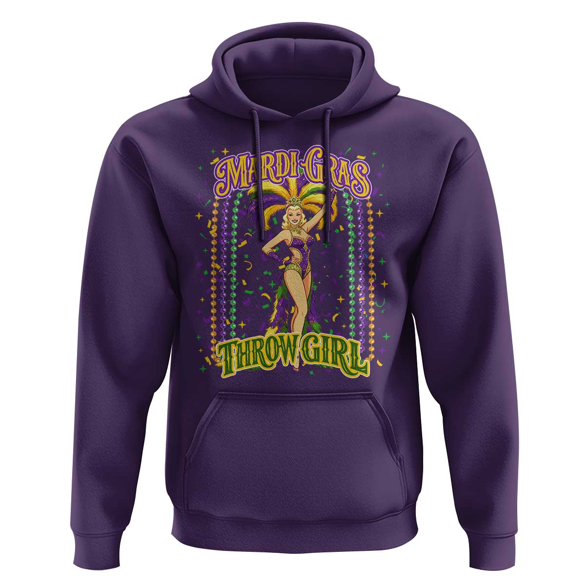 Funny Mardi Gras Throw Girl Hoodie New Orleans Carnival Beads