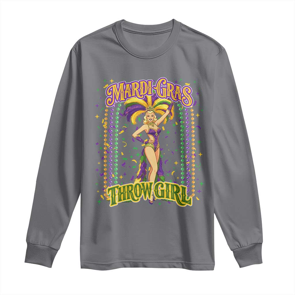 Funny Mardi Gras Throw Girl Long Sleeve Shirt New Orleans Carnival Beads