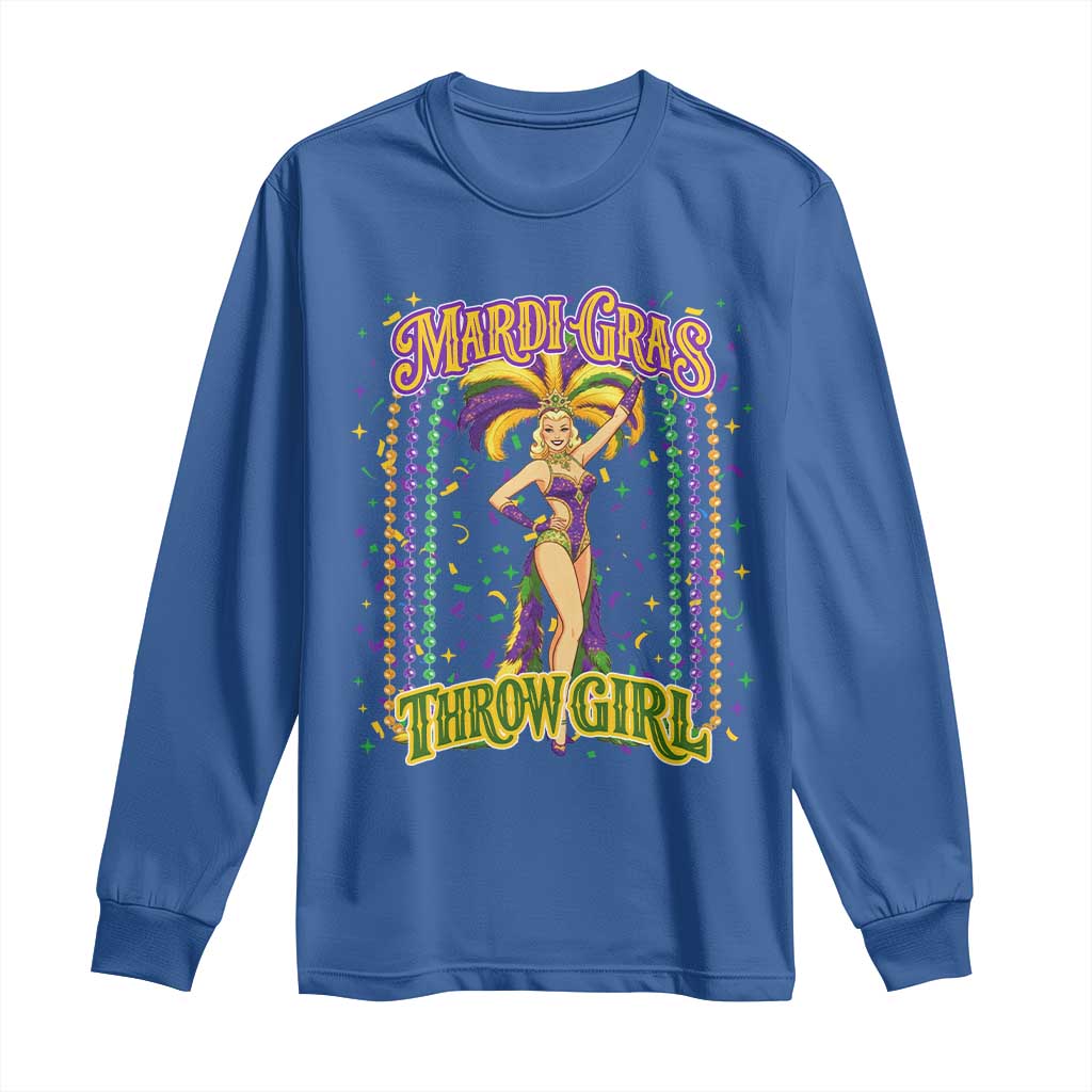 Funny Mardi Gras Throw Girl Long Sleeve Shirt New Orleans Carnival Beads