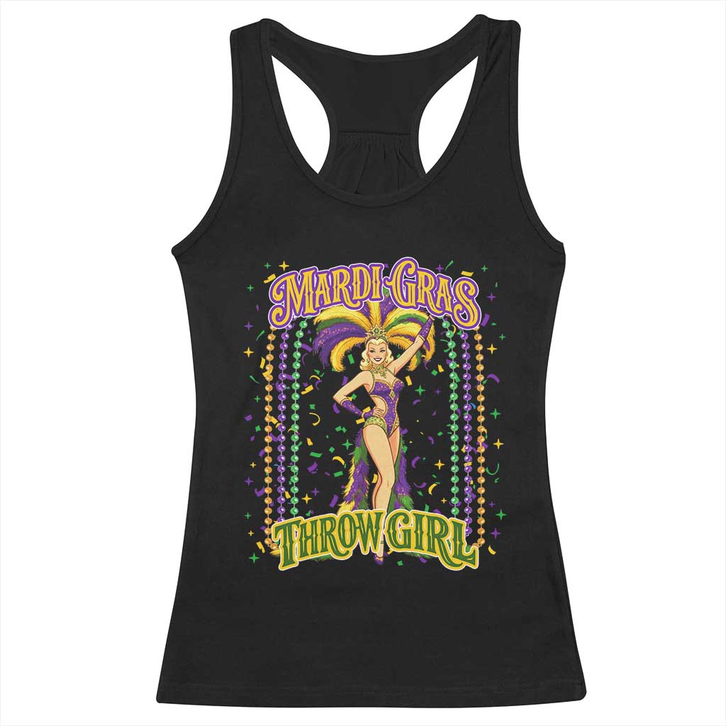 Funny Mardi Gras Throw Girl Racerback Tank Top New Orleans Carnival Beads