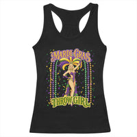 Funny Mardi Gras Throw Girl Racerback Tank Top New Orleans Carnival Beads