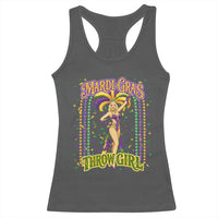 Funny Mardi Gras Throw Girl Racerback Tank Top New Orleans Carnival Beads