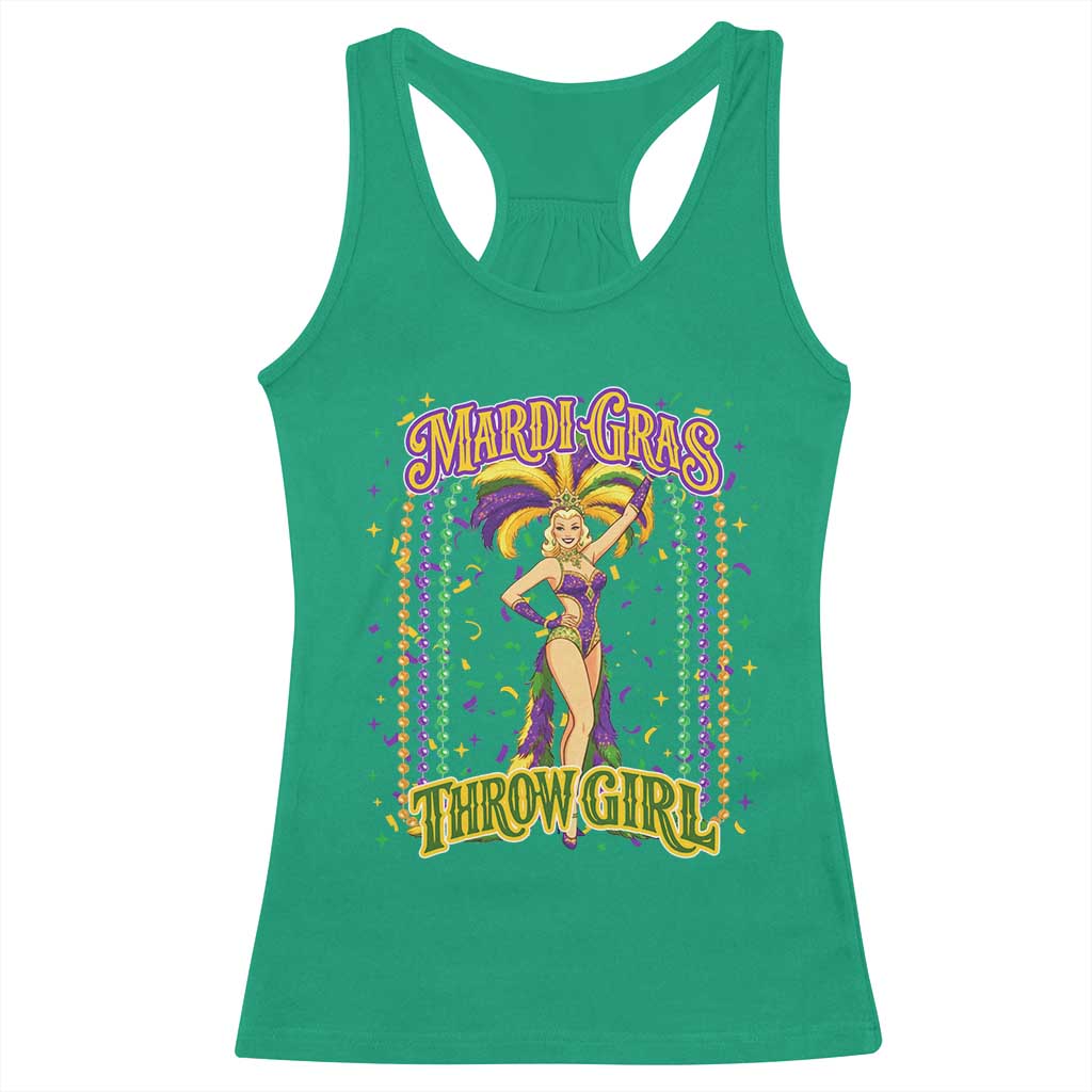 Funny Mardi Gras Throw Girl Racerback Tank Top New Orleans Carnival Beads