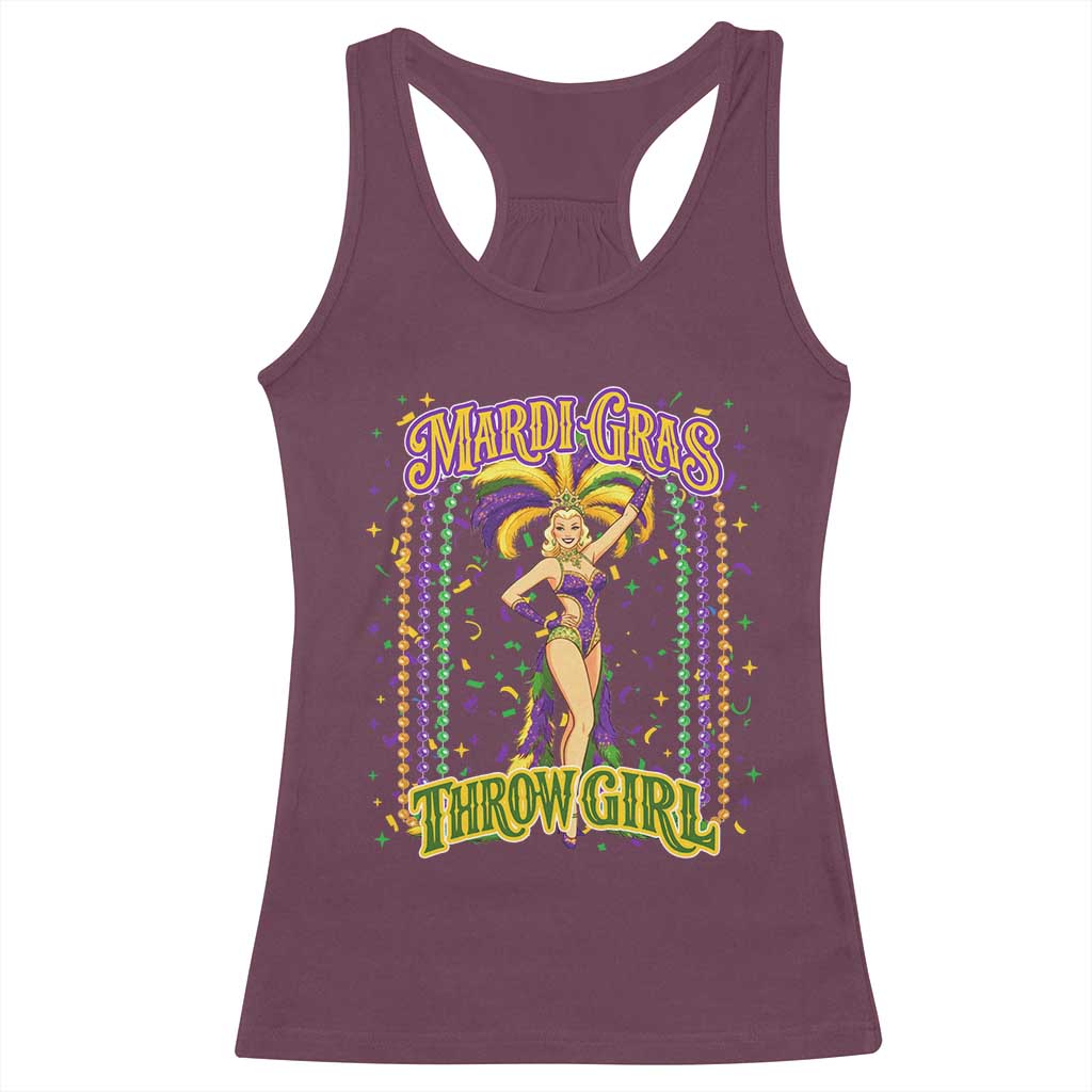 Funny Mardi Gras Throw Girl Racerback Tank Top New Orleans Carnival Beads