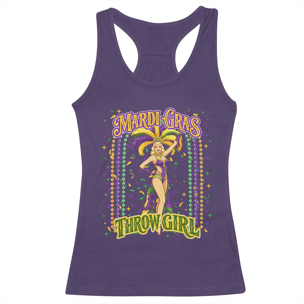 Funny Mardi Gras Throw Girl Racerback Tank Top New Orleans Carnival Beads