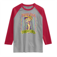 Funny Mardi Gras Throw Girl Raglan Shirt New Orleans Carnival Beads
