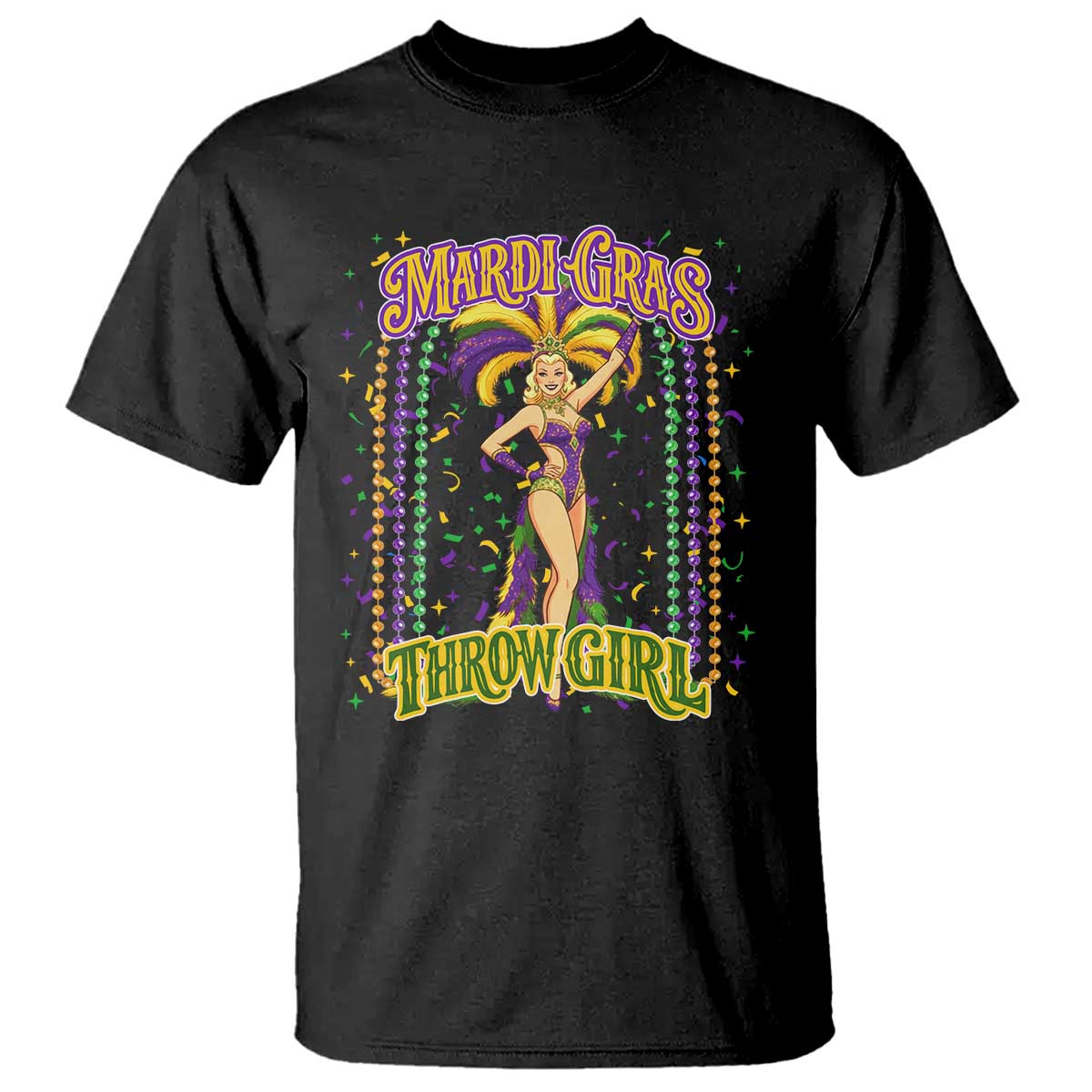 Funny Mardi Gras Throw Girl T Shirt New Orleans Carnival Beads