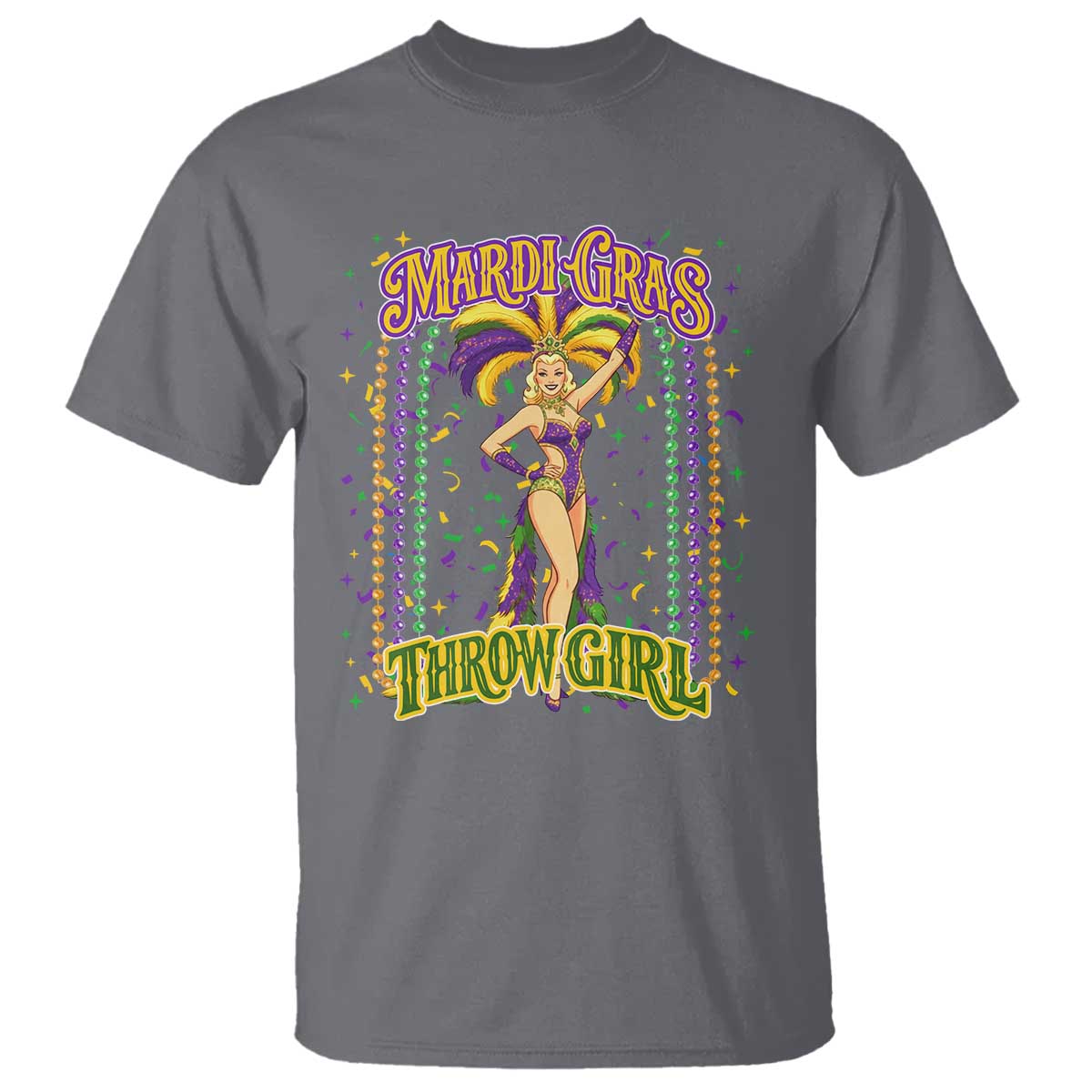 Funny Mardi Gras Throw Girl T Shirt New Orleans Carnival Beads