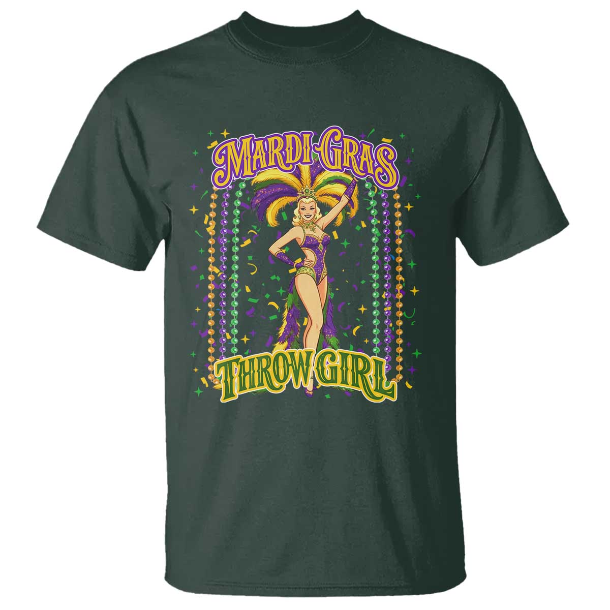 Funny Mardi Gras Throw Girl T Shirt New Orleans Carnival Beads