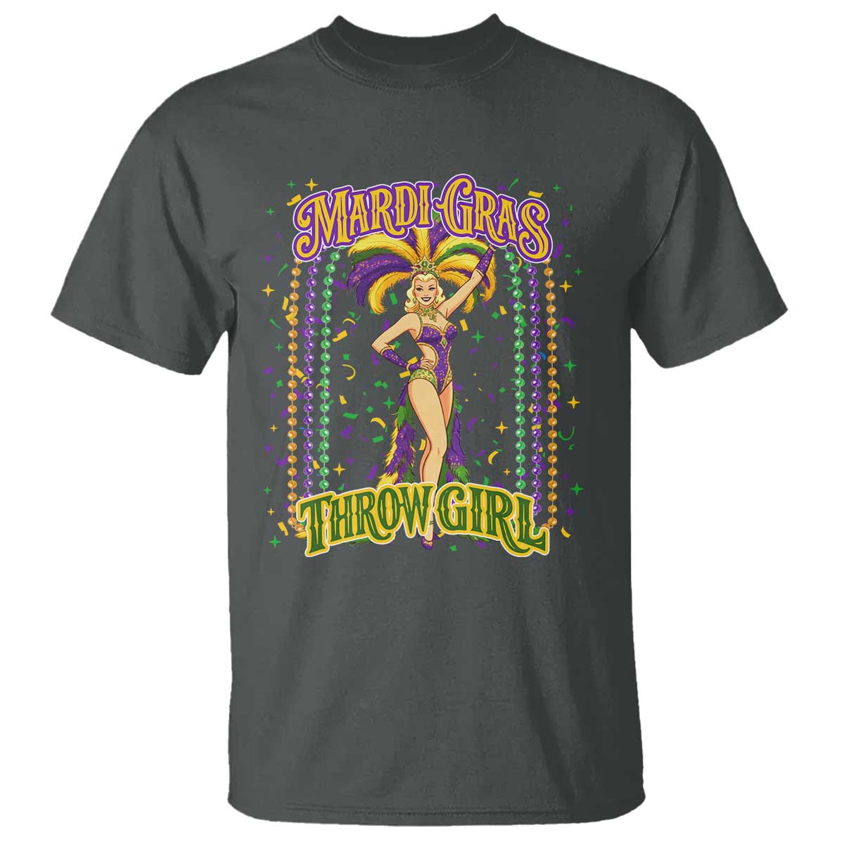 Funny Mardi Gras Throw Girl T Shirt New Orleans Carnival Beads