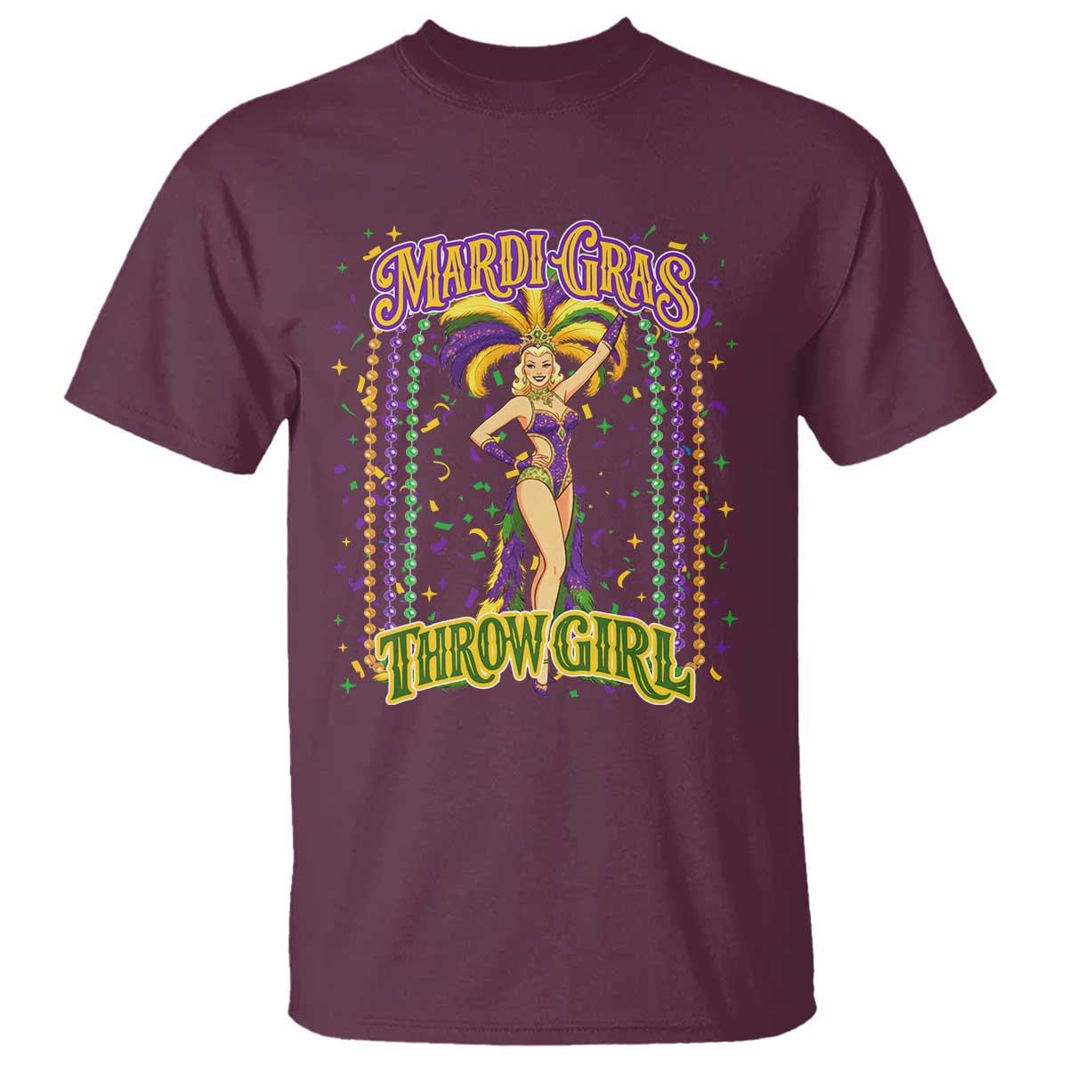 Funny Mardi Gras Throw Girl T Shirt New Orleans Carnival Beads