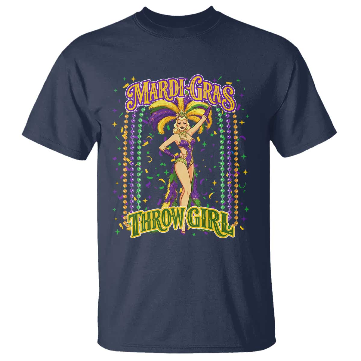 Funny Mardi Gras Throw Girl T Shirt New Orleans Carnival Beads