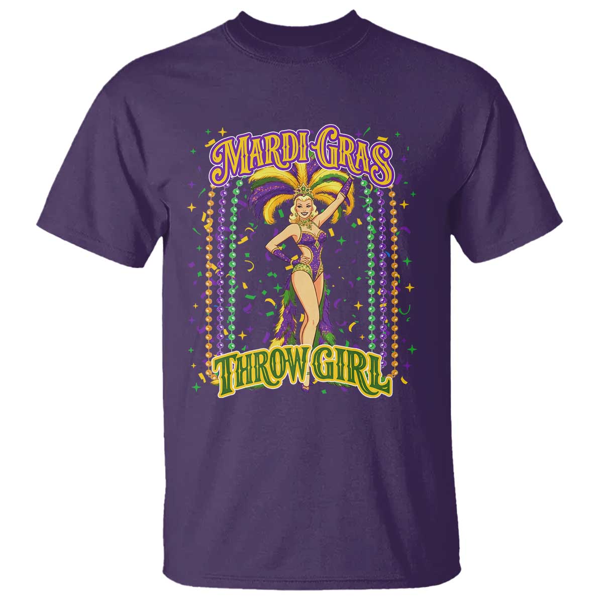 Funny Mardi Gras Throw Girl T Shirt New Orleans Carnival Beads