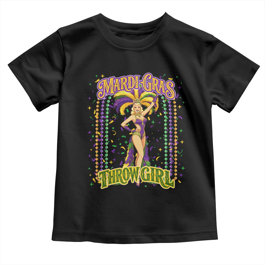 Funny Mardi Gras Throw Girl Toddler T Shirt New Orleans Carnival Beads