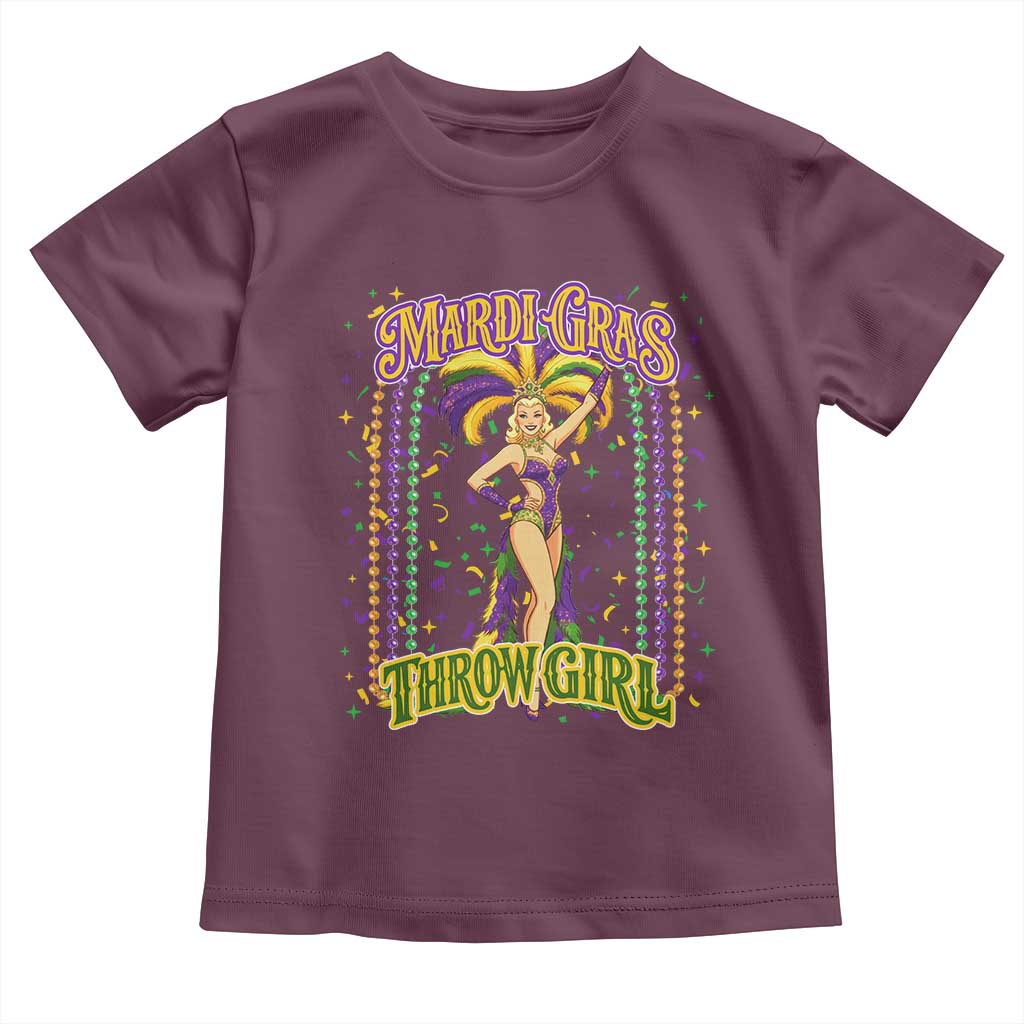Funny Mardi Gras Throw Girl Toddler T Shirt New Orleans Carnival Beads