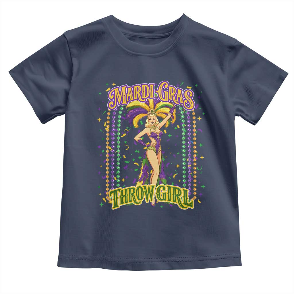 Funny Mardi Gras Throw Girl Toddler T Shirt New Orleans Carnival Beads