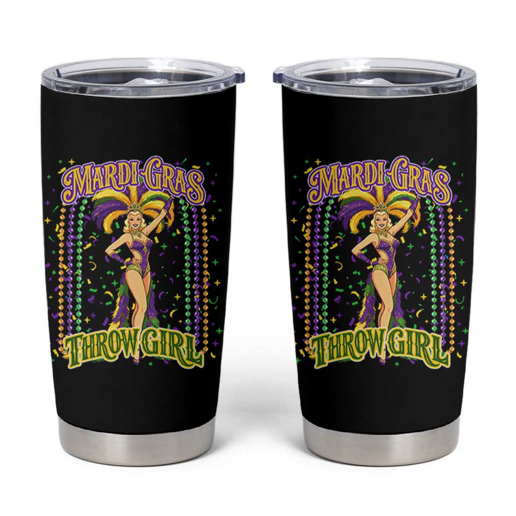 Funny Mardi Gras Throw Girl Tumbler Cup New Orleans Carnival Beads