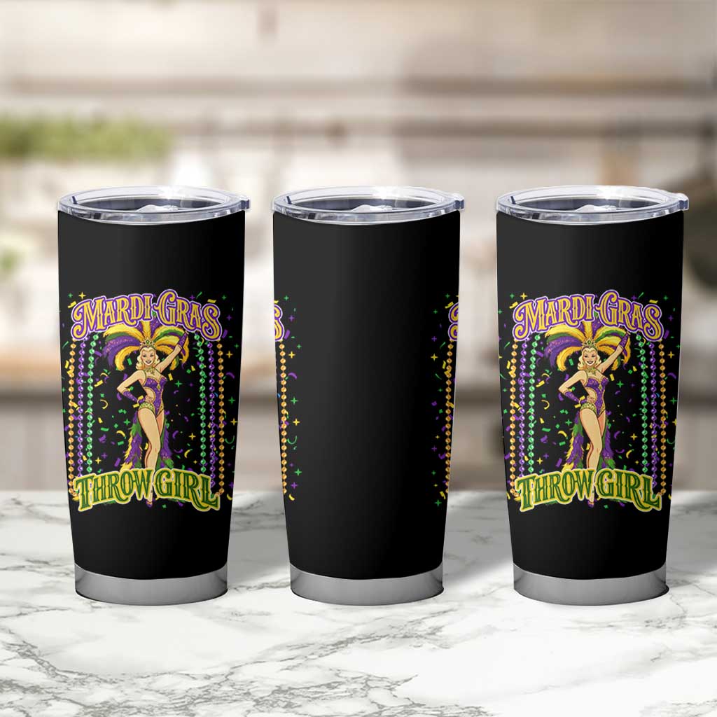 Funny Mardi Gras Throw Girl Tumbler Cup New Orleans Carnival Beads