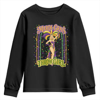 Funny Mardi Gras Throw Girl Youth Sweatshirt New Orleans Carnival Beads