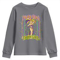 Funny Mardi Gras Throw Girl Youth Sweatshirt New Orleans Carnival Beads