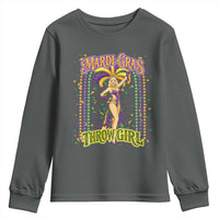 Funny Mardi Gras Throw Girl Youth Sweatshirt New Orleans Carnival Beads