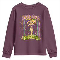 Funny Mardi Gras Throw Girl Youth Sweatshirt New Orleans Carnival Beads