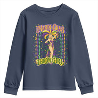 Funny Mardi Gras Throw Girl Youth Sweatshirt New Orleans Carnival Beads